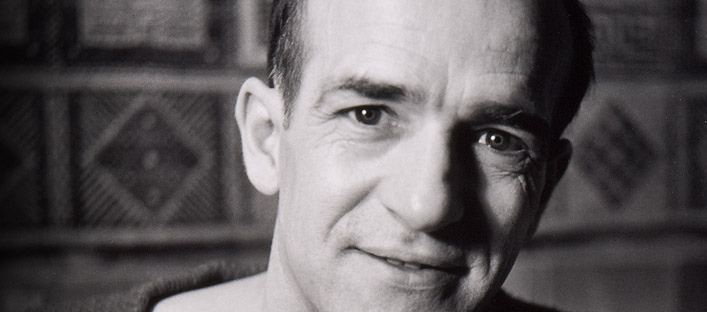 Close-up of a photo of a smiling Paul-Émile Borduas.