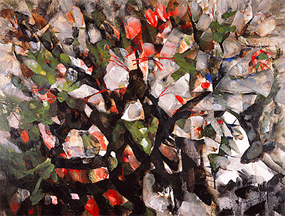 Composition, (Apple Tree). Stylized composition reminding the colors of apples hanging from the branches of a tree.