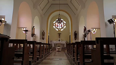Scene from the video showing the interior of the church of Xivray-et-Marvoisin.