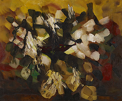 Paul-Émile Borduas, Floraison massive. Composition looking like a symbolized flowering of bright streaks.