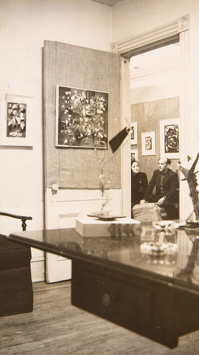 Photo of the Automatists' second exhibit in which we can see the artist and Mrs Arbour.