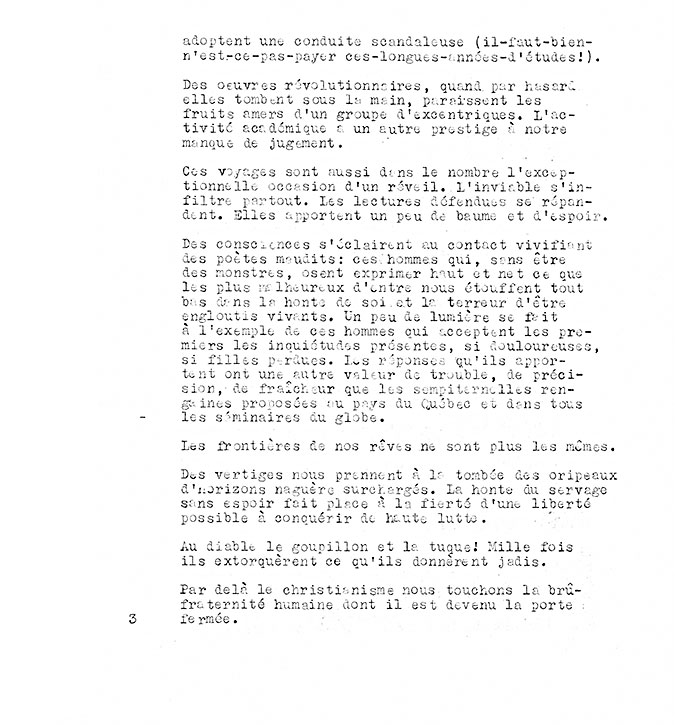 Page 3 of the «Refus global» manifesto, composed of typewritten text.