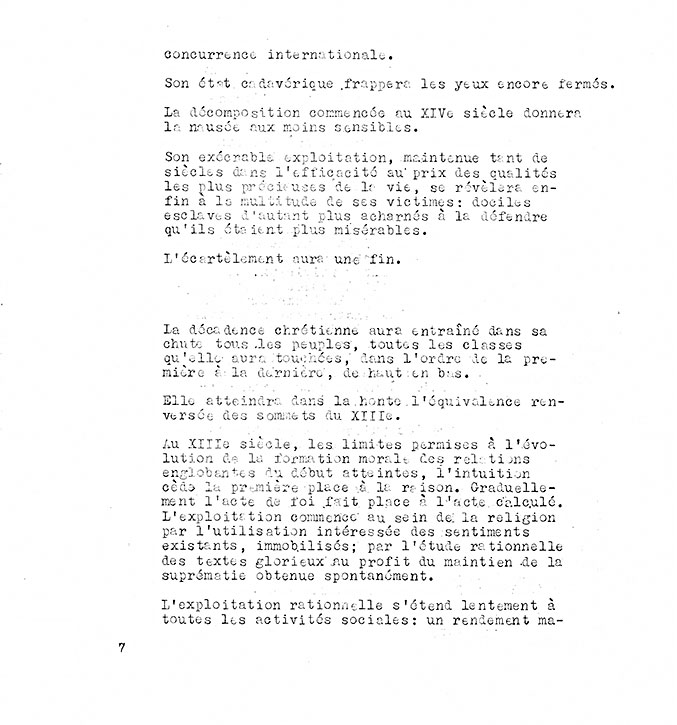 Page 7 of the «Refus global» manifesto, composed of typewritten text.